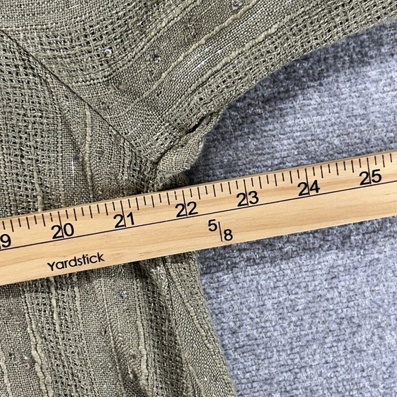 Free People Blouse Women Size Large Olive Green Gold Specks 3/4 Sleeve - Picture 8 of 9